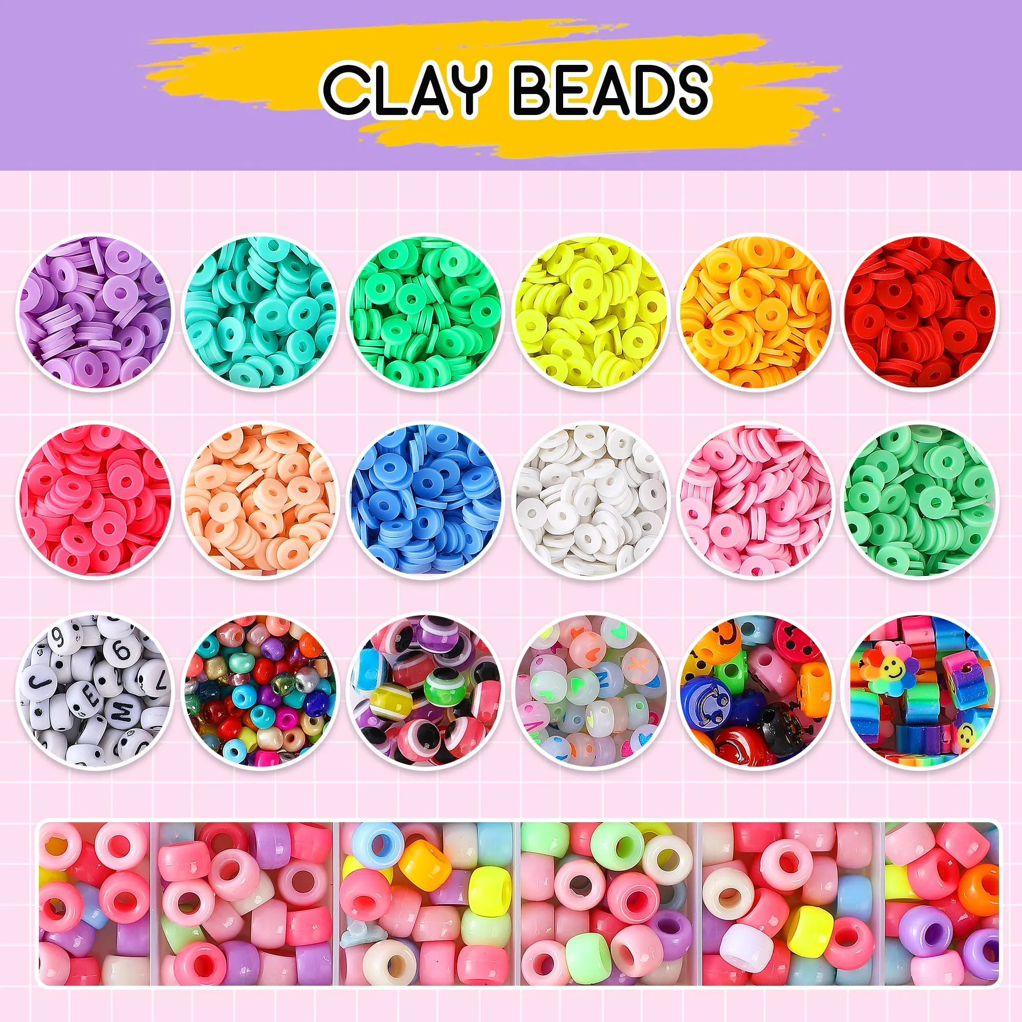 Do it yourself beads for bracelets craft set, with letter beads