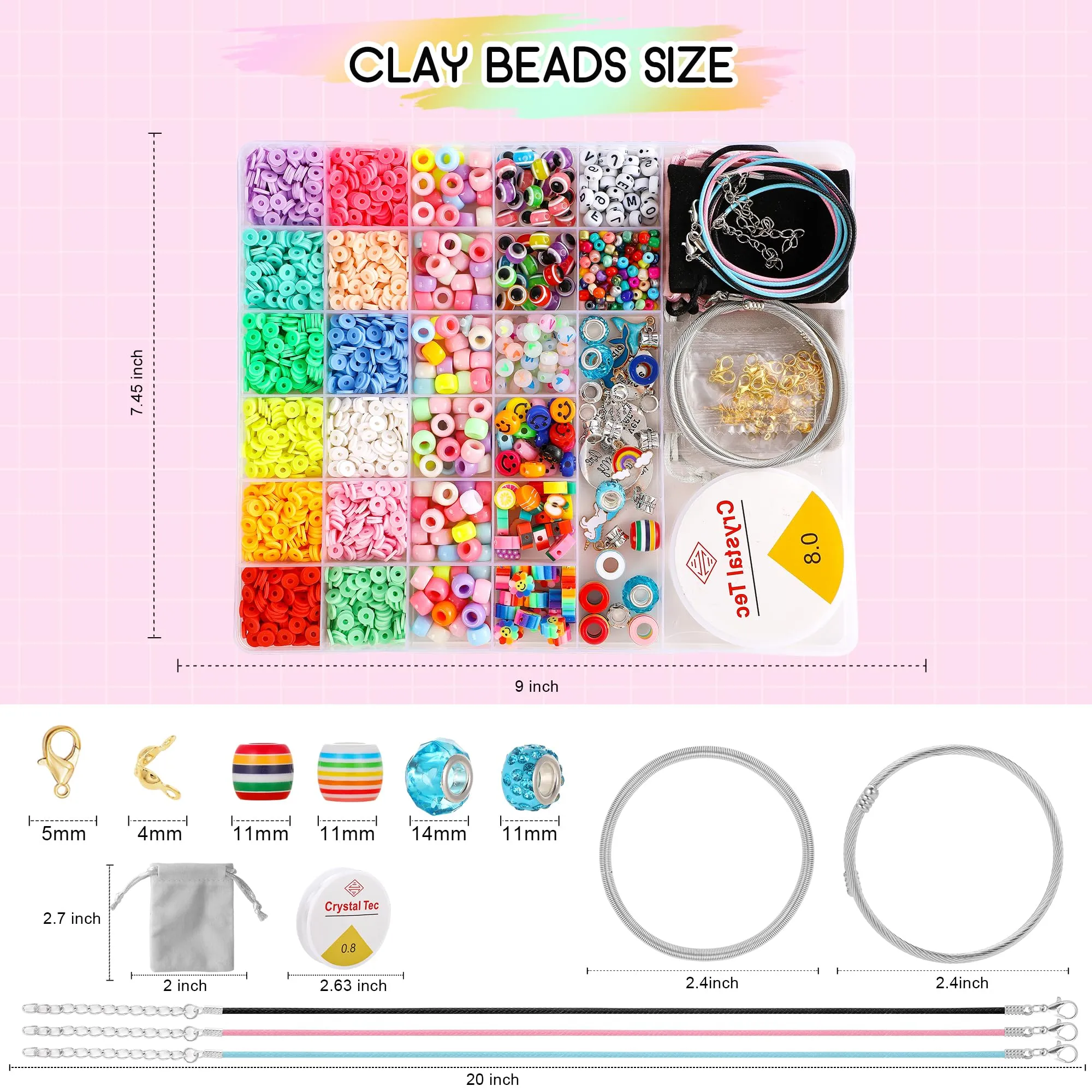 Do it yourself beads for bracelets craft set, with letter beads