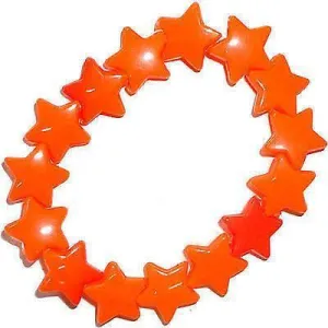 Elastic Neon Orange Stars Bracelet Wristband Bangle Toddler Girls Kids Jewellery