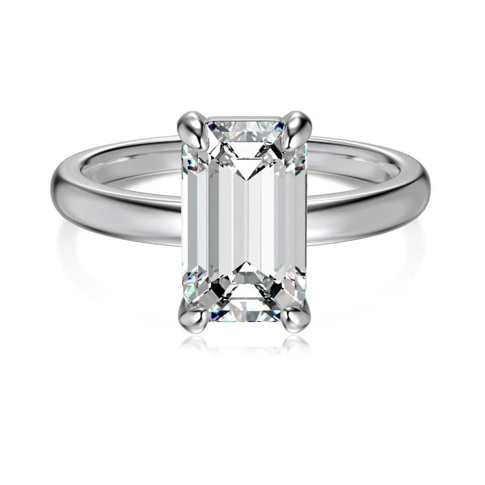 Emerald cut glossy ring