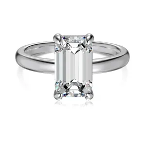 Emerald cut glossy ring