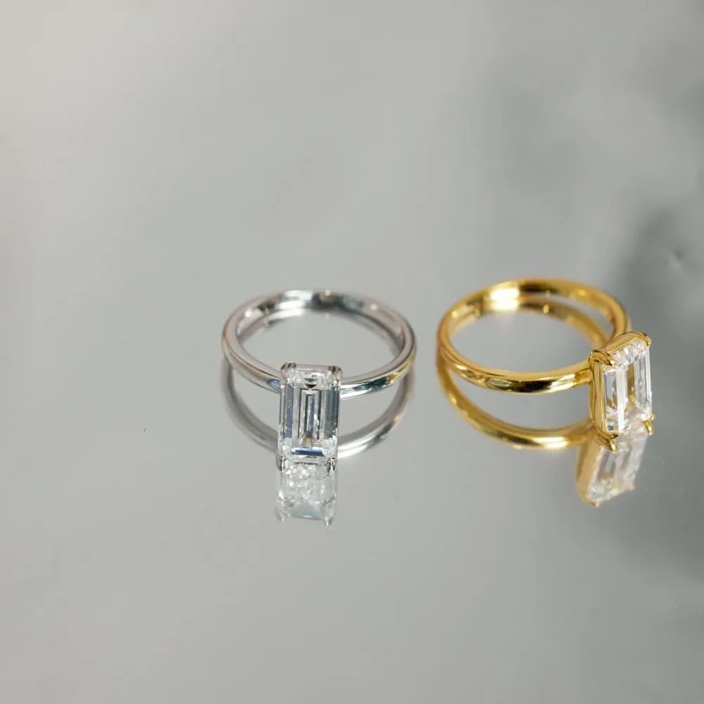 Emerald cut glossy ring