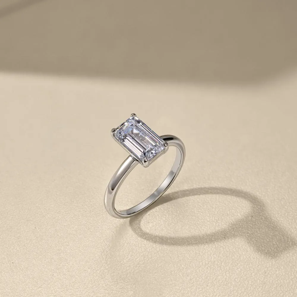 Emerald cut glossy ring