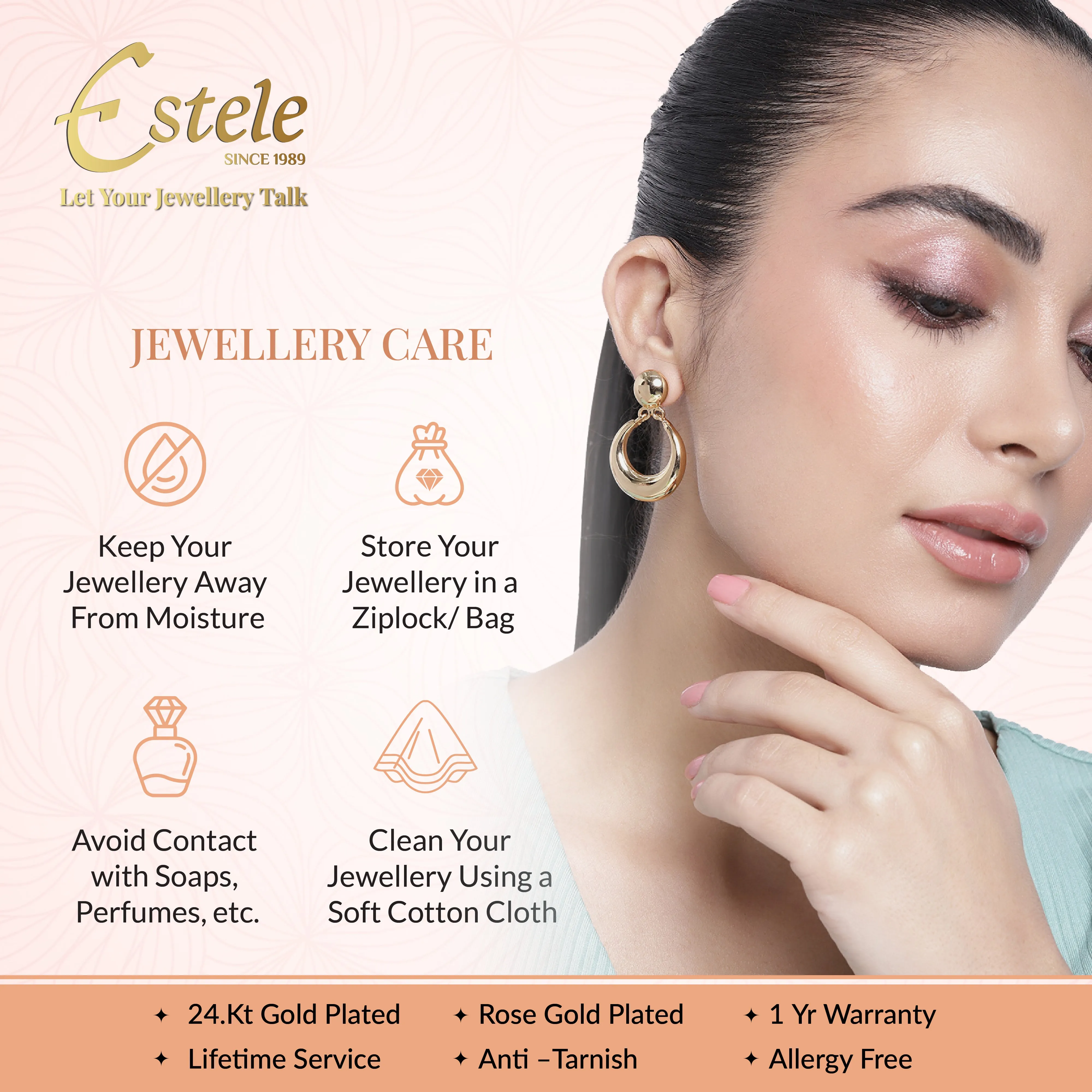Estele Gold Plated Slender Brick Link Bracelet for women