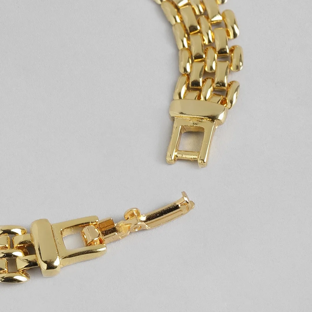 Estele Gold Plated Slender Brick Link Bracelet for women