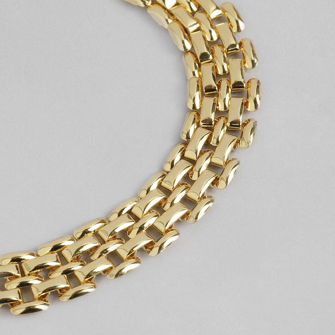 Estele Gold Plated Slender Brick Link Bracelet for women