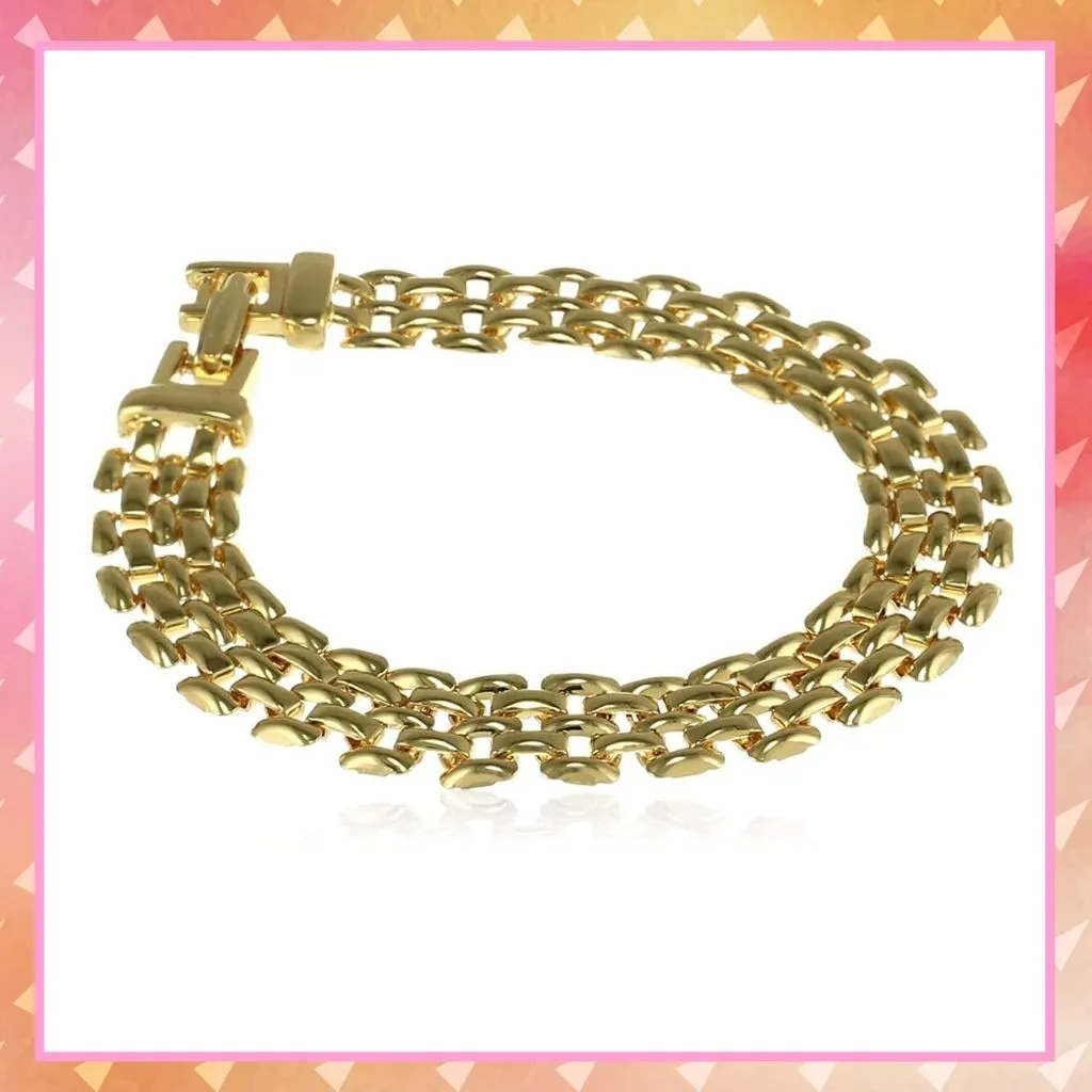 Estele Gold Plated Slender Brick Link Bracelet for women