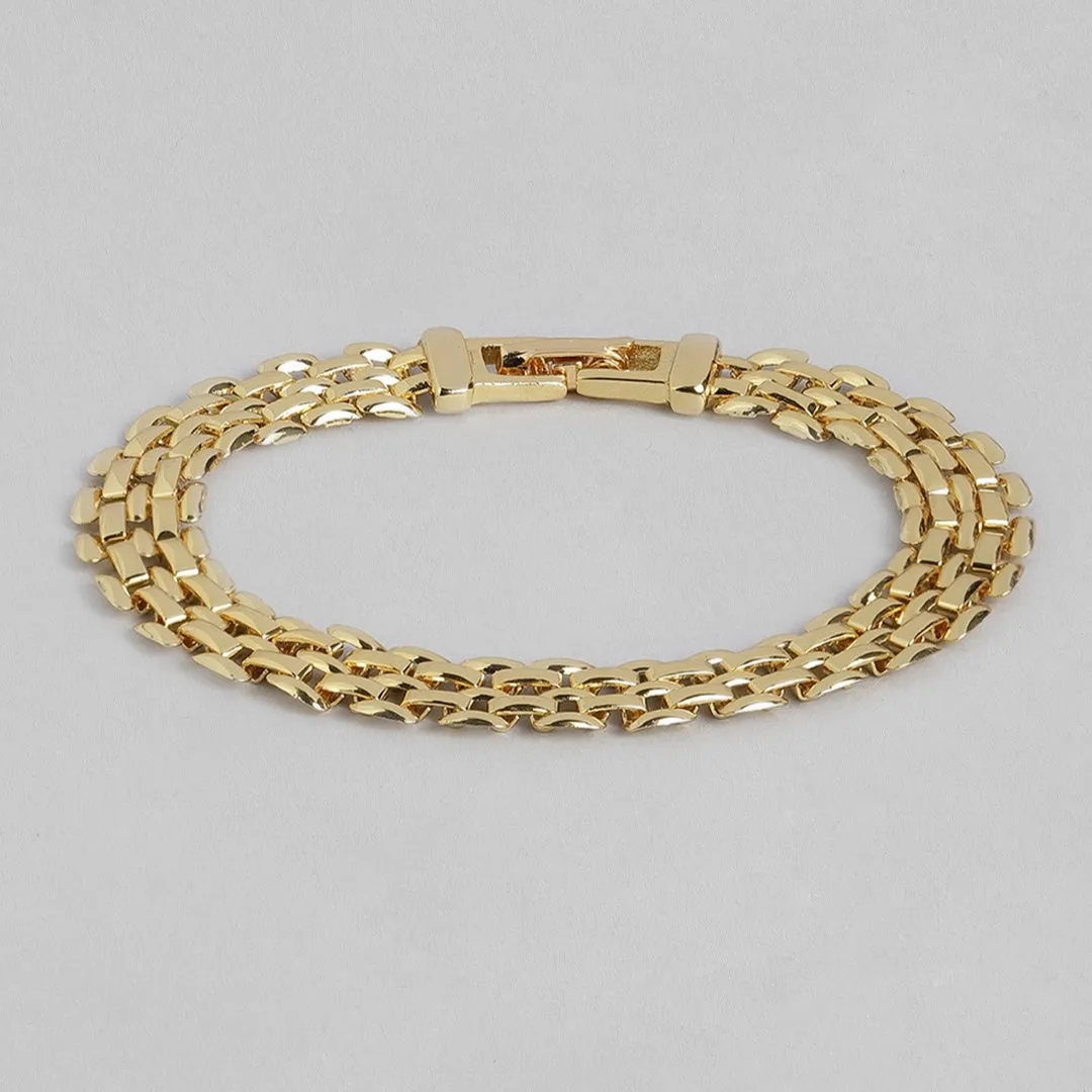 Estele Gold Plated Slender Brick Link Bracelet for women