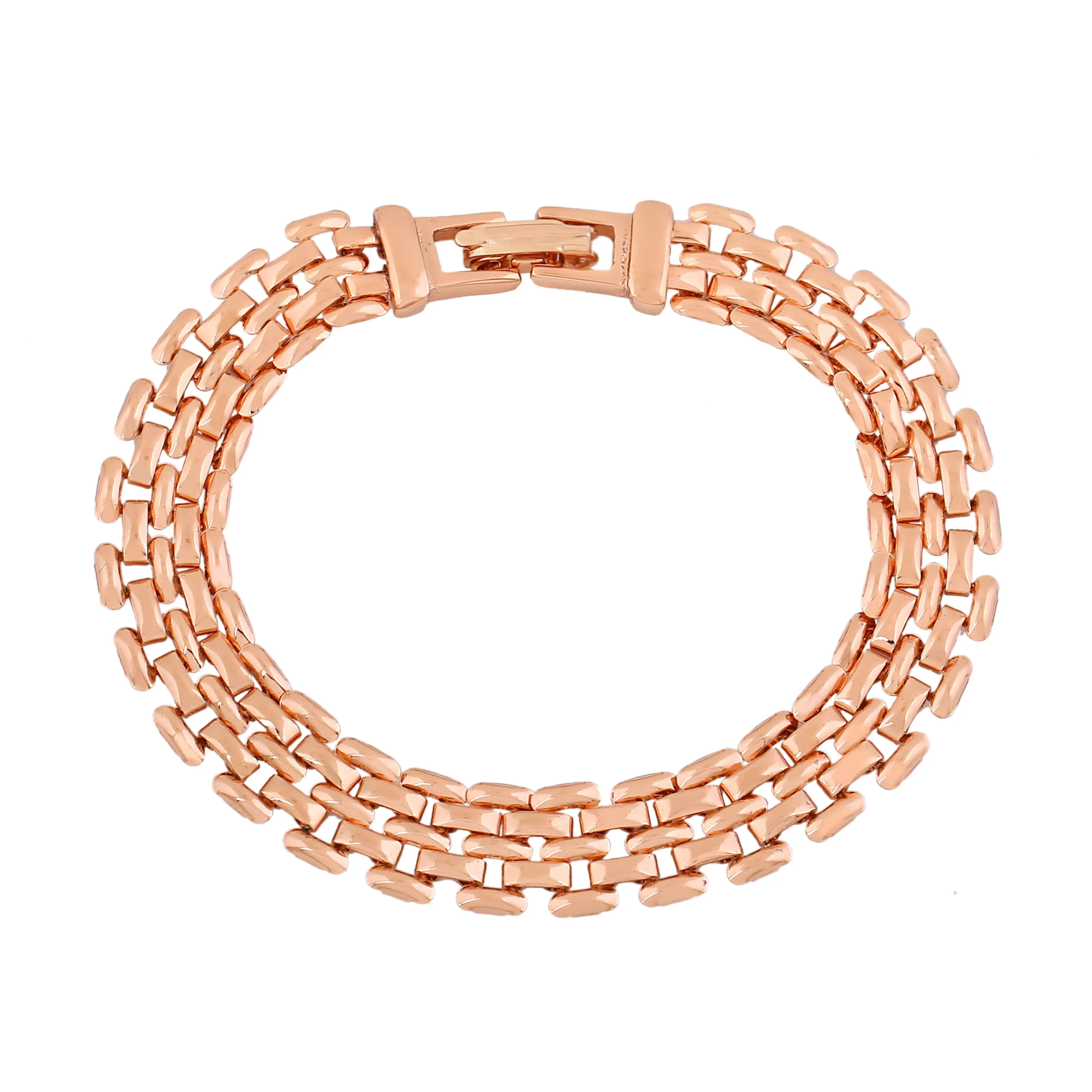 Estele Rose Gold Plated Slender Brick Link Bracelet for Women