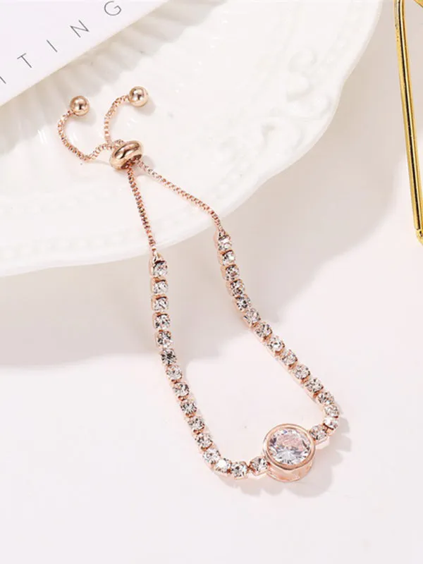 Fashion Rose Gold Heart Zircon Bracelet Simple Alloy Diamond Ladies Bracelet