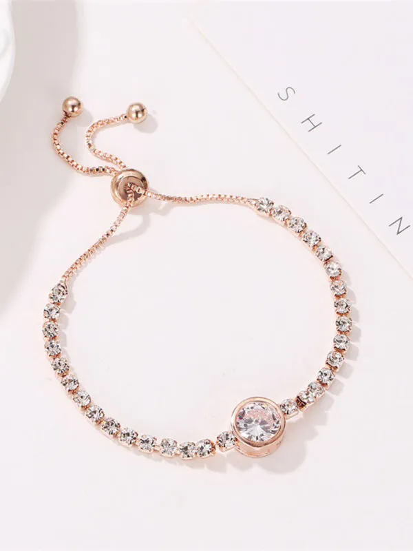 Fashion Rose Gold Heart Zircon Bracelet Simple Alloy Diamond Ladies Bracelet