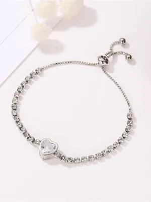 Fashion Rose Gold Heart Zircon Bracelet Simple Alloy Diamond Ladies Bracelet