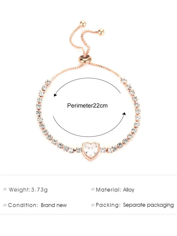 Fashion Rose Gold Heart Zircon Bracelet Simple Alloy Diamond Ladies Bracelet