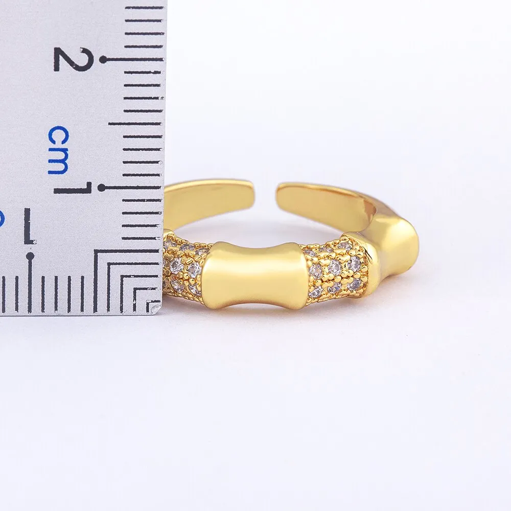 Fashion Simple Design Geometric Crystal Zircon Opening Adjustable Ring Womens