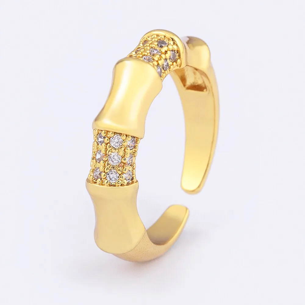 Fashion Simple Design Geometric Crystal Zircon Opening Adjustable Ring Womens