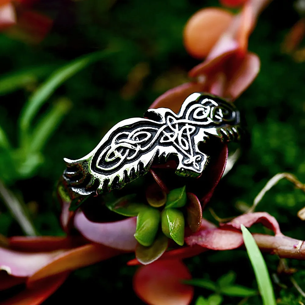 Fashion Simple Stainless Steel Viking Crow Ring For Men Women