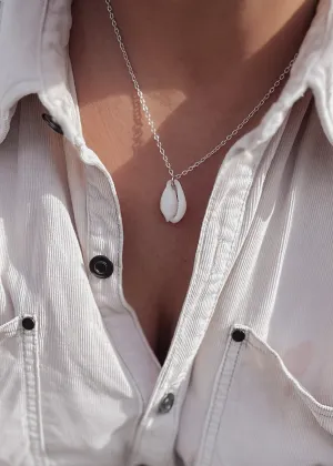 Flamingo Cowrie Shell Sterling Silver Necklace