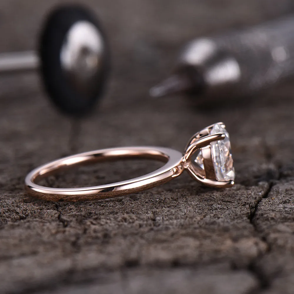 Forever One Moissanite Engagement ring Oval Rose Gold 6x8mm Moissanite Solitaire Ring 1.5 carat near-colorness gemstone Solid 14K/18K