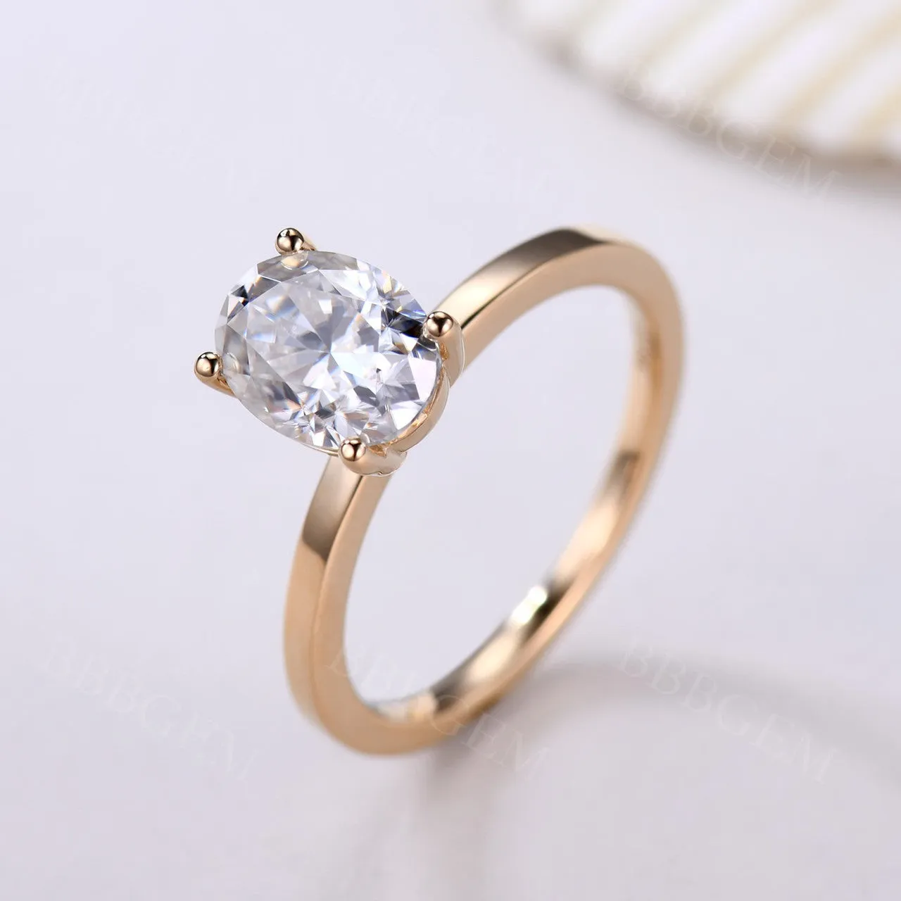 Forever One Moissanite Engagement ring Oval Rose Gold 6x8mm Moissanite Solitaire Ring 1.5 carat near-colorness gemstone Solid 14K/18K
