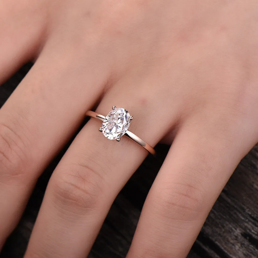 Forever One Moissanite Engagement ring Oval Rose Gold 6x8mm Moissanite Solitaire Ring 1.5 carat near-colorness gemstone Solid 14K/18K