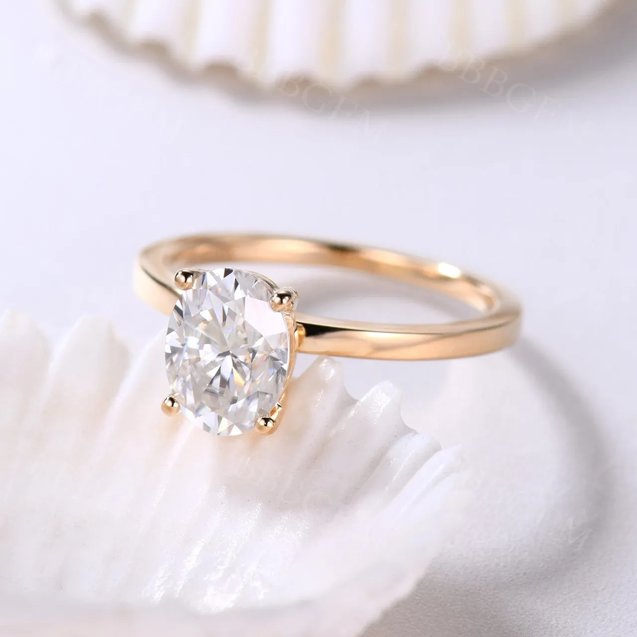Forever One Moissanite Engagement ring Oval Rose Gold 6x8mm Moissanite Solitaire Ring 1.5 carat near-colorness gemstone Solid 14K/18K