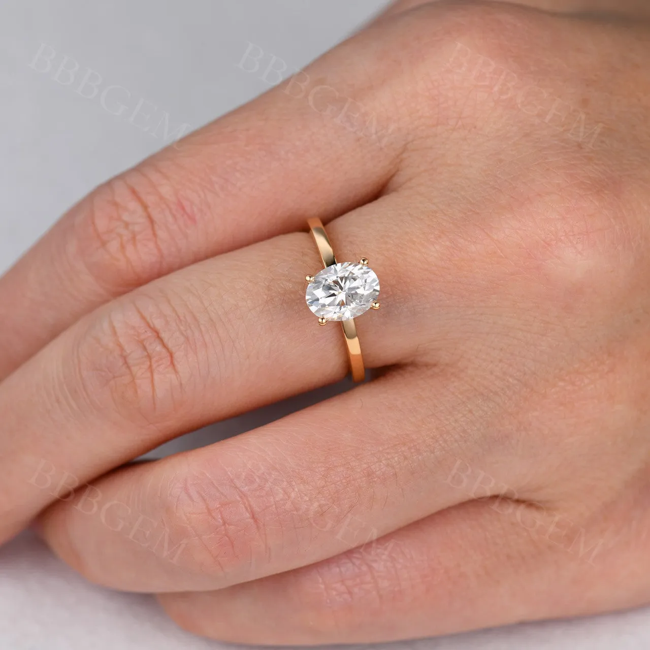 Forever One Moissanite Engagement ring Oval Rose Gold 6x8mm Moissanite Solitaire Ring 1.5 carat near-colorness gemstone Solid 14K/18K