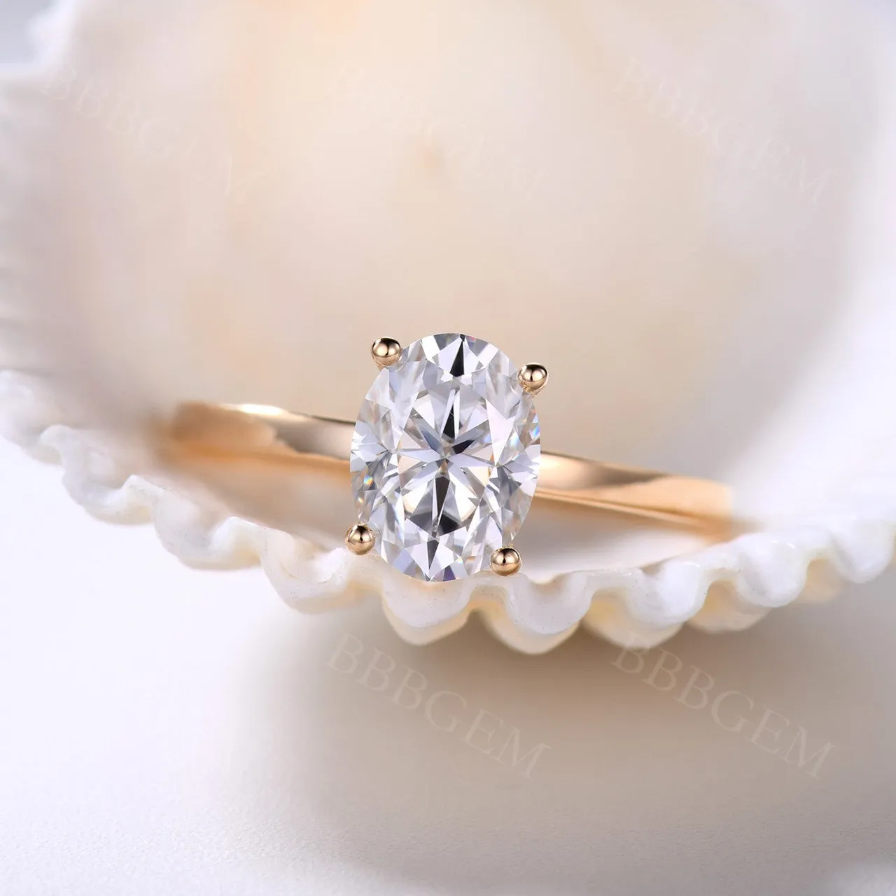 Forever One Moissanite Engagement ring Oval Rose Gold 6x8mm Moissanite Solitaire Ring 1.5 carat near-colorness gemstone Solid 14K/18K
