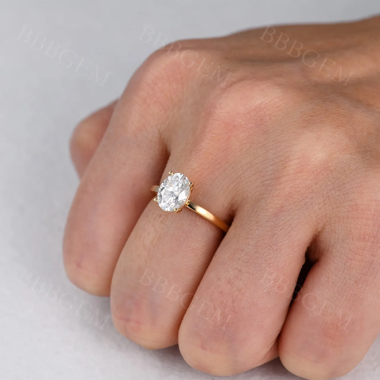 Forever One Moissanite Engagement ring Oval Rose Gold 6x8mm Moissanite Solitaire Ring 1.5 carat near-colorness gemstone Solid 14K/18K