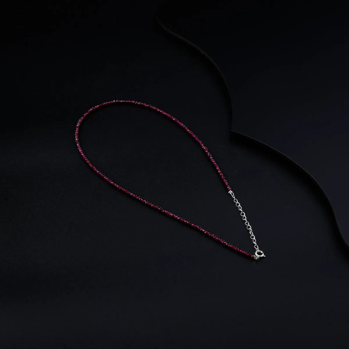 Garnet Silver Necklace (Textured)