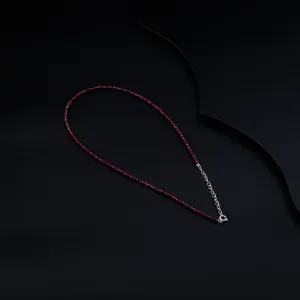 Garnet Silver Necklace (Textured)