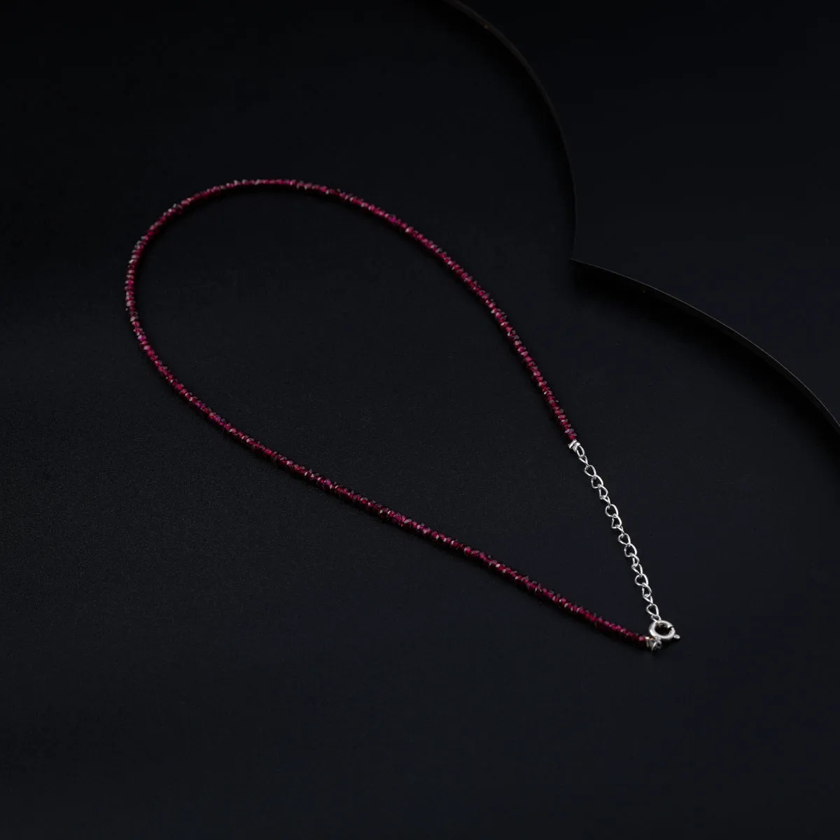 Garnet Silver Necklace (Textured)
