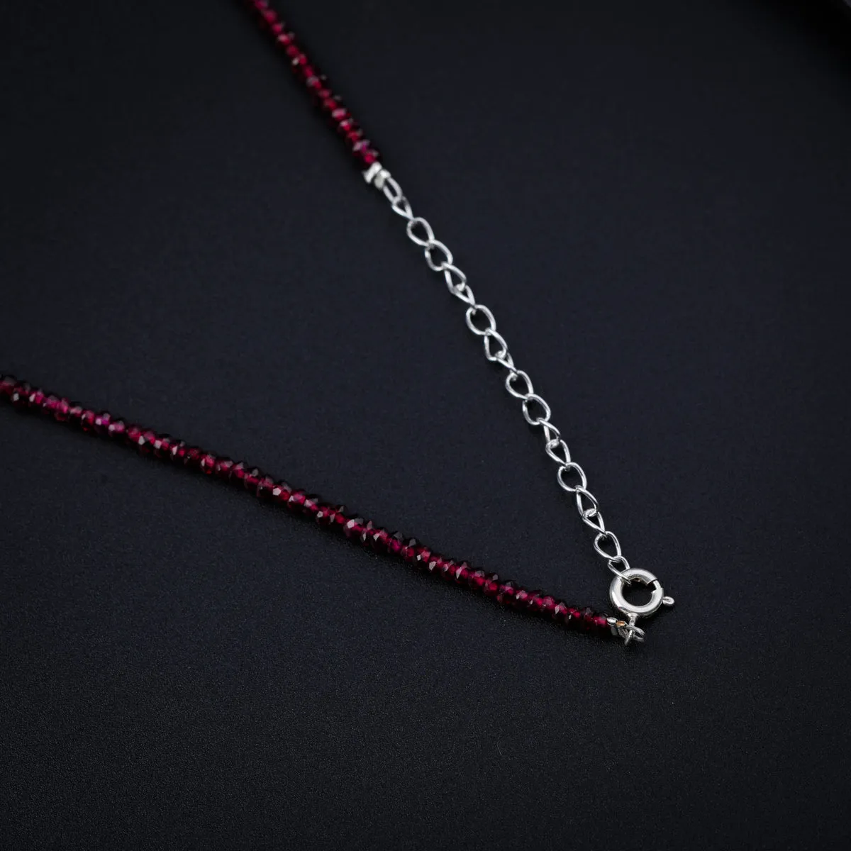 Garnet Silver Necklace (Textured)