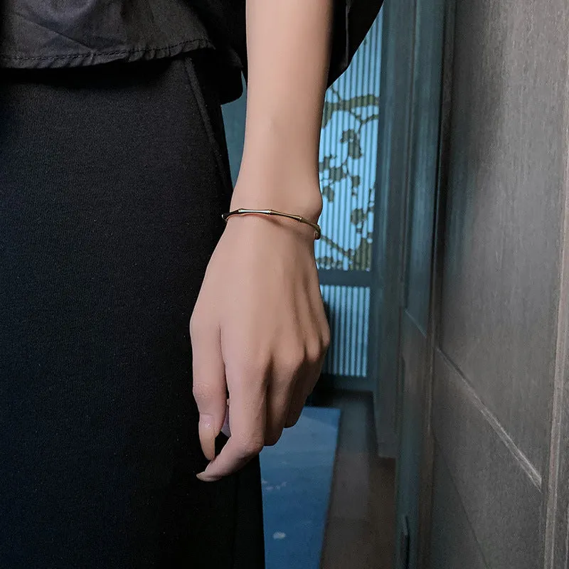Gold Bamboo Joint Bangles for Women