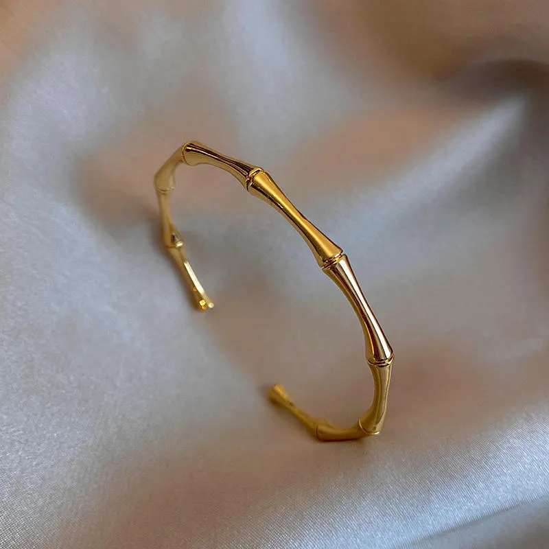 Gold Bamboo Joint Bangles for Women