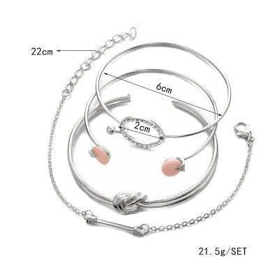 Gold Circle Crystal Cuff Bangles Set