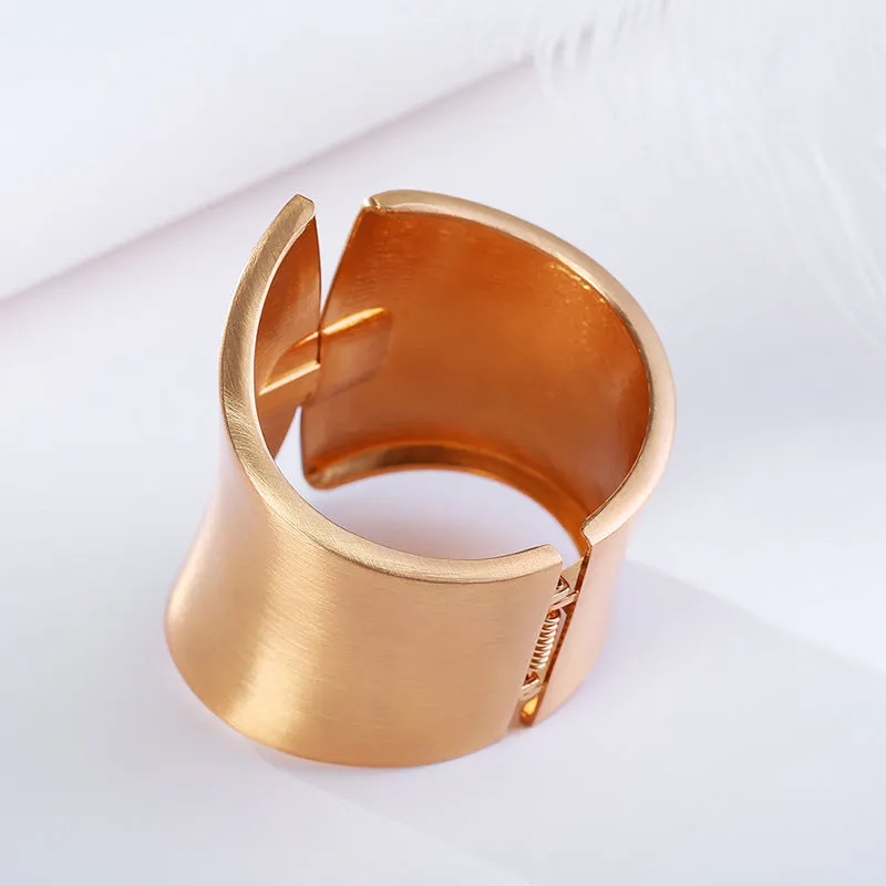 Gold Hiphop Wide Opening Asymmetric Bangle