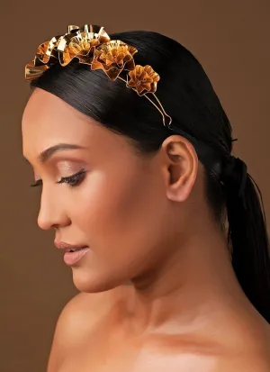 Gold Plated Floral Hairband Cum Neckpiece