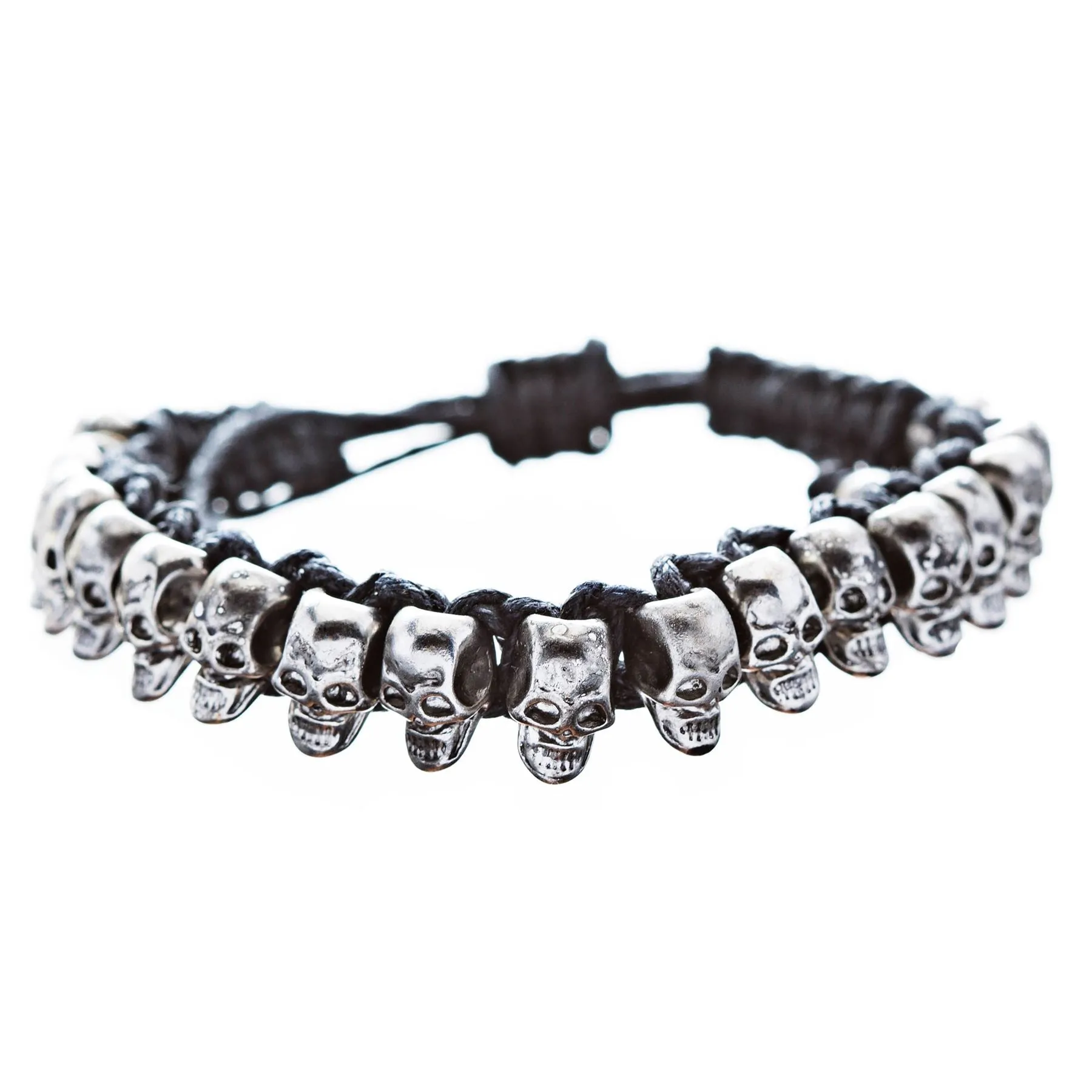 Halloween Costume Jewelry Skull Charms Braided Adjustable Bracelet