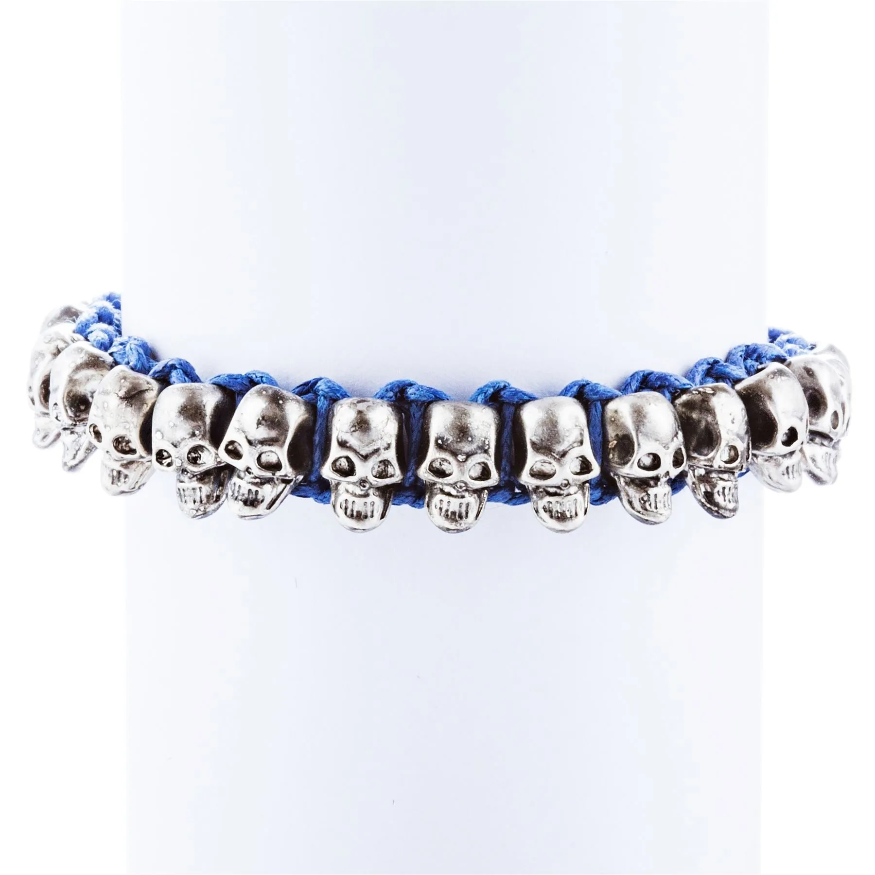 Halloween Costume Jewelry Skull Charms Braided Adjustable Bracelet