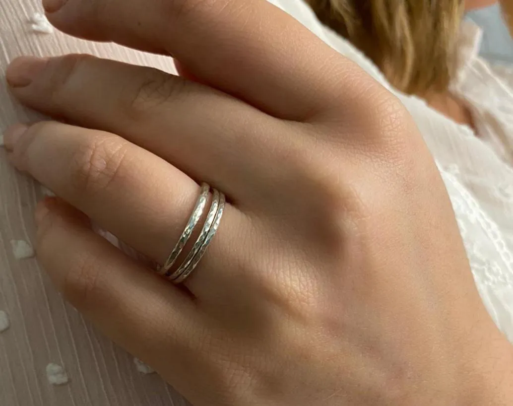 Hammered Stacking Ring - Sterling silver
