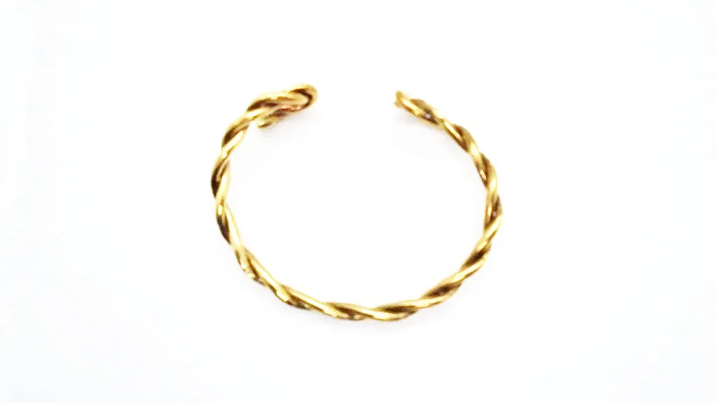 Handcrafted Twisted Brass Bracelet Cuff - Smooth & Hammered Textures