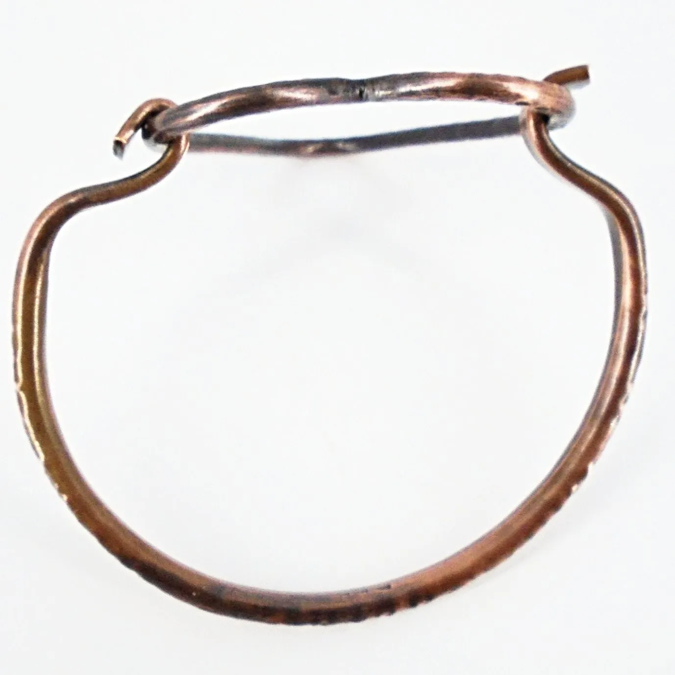 Handmade Hammered Copper Bracelet – Heart Clasp, Varnished & Durable, Unique Rustic Jewelry