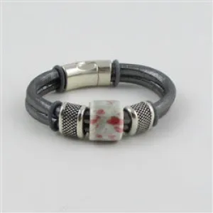 Handmade Silver Metallic Cord Bracelet with ice Accents