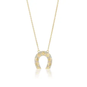 Harwell Godfrey 18k Mini Horseshoe Necklace w/ Diamonds- 16"-18"