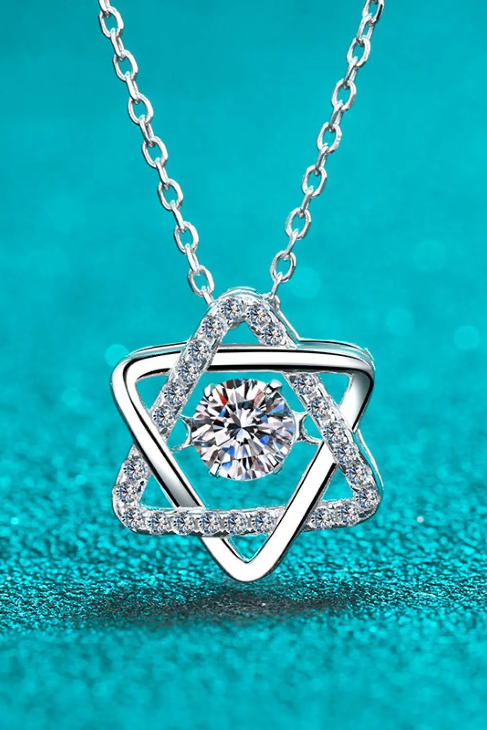 Hexagon Pendant Moissanite Chain-Link Necklace
