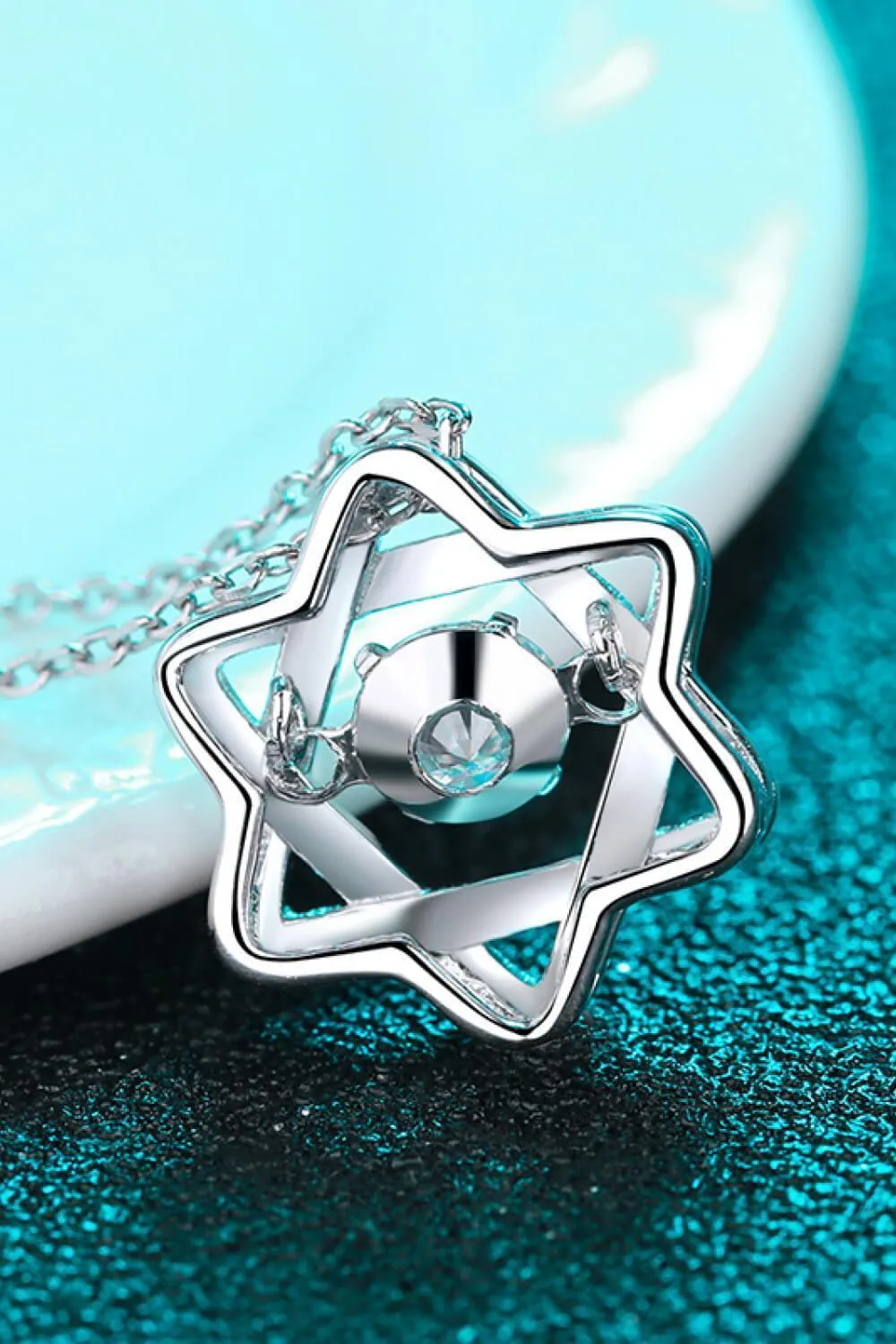 Hexagon Pendant Moissanite Chain-Link Necklace