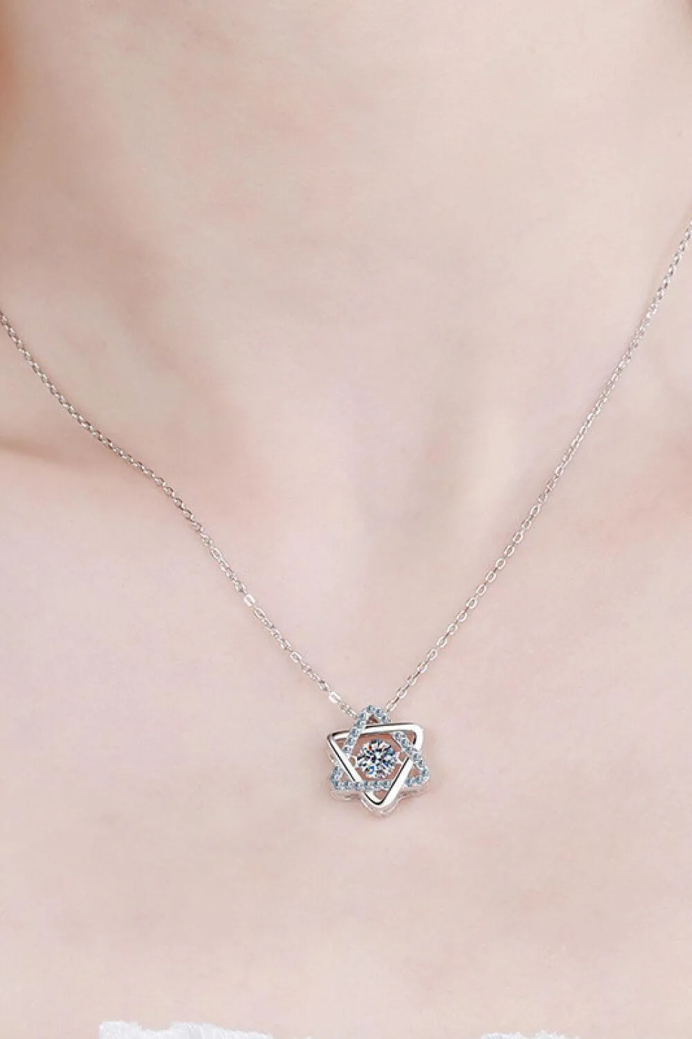 Hexagon Pendant Moissanite Chain-Link Necklace