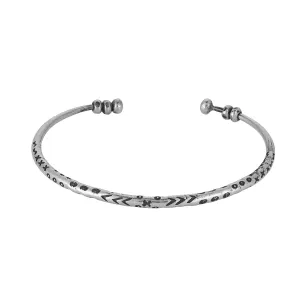 Hill Tribe Silver Tribal Motif Adjustable Torque Bangle - Fidget Bracelet