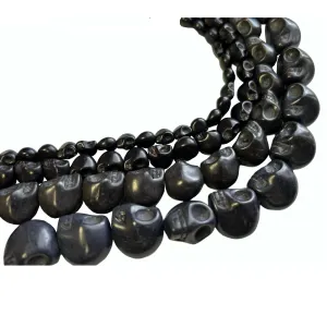 Howlite Skull Beads | BLACK Dyed Skull Shaped Beads - Available in 8mm 10mm 15mm 18mm