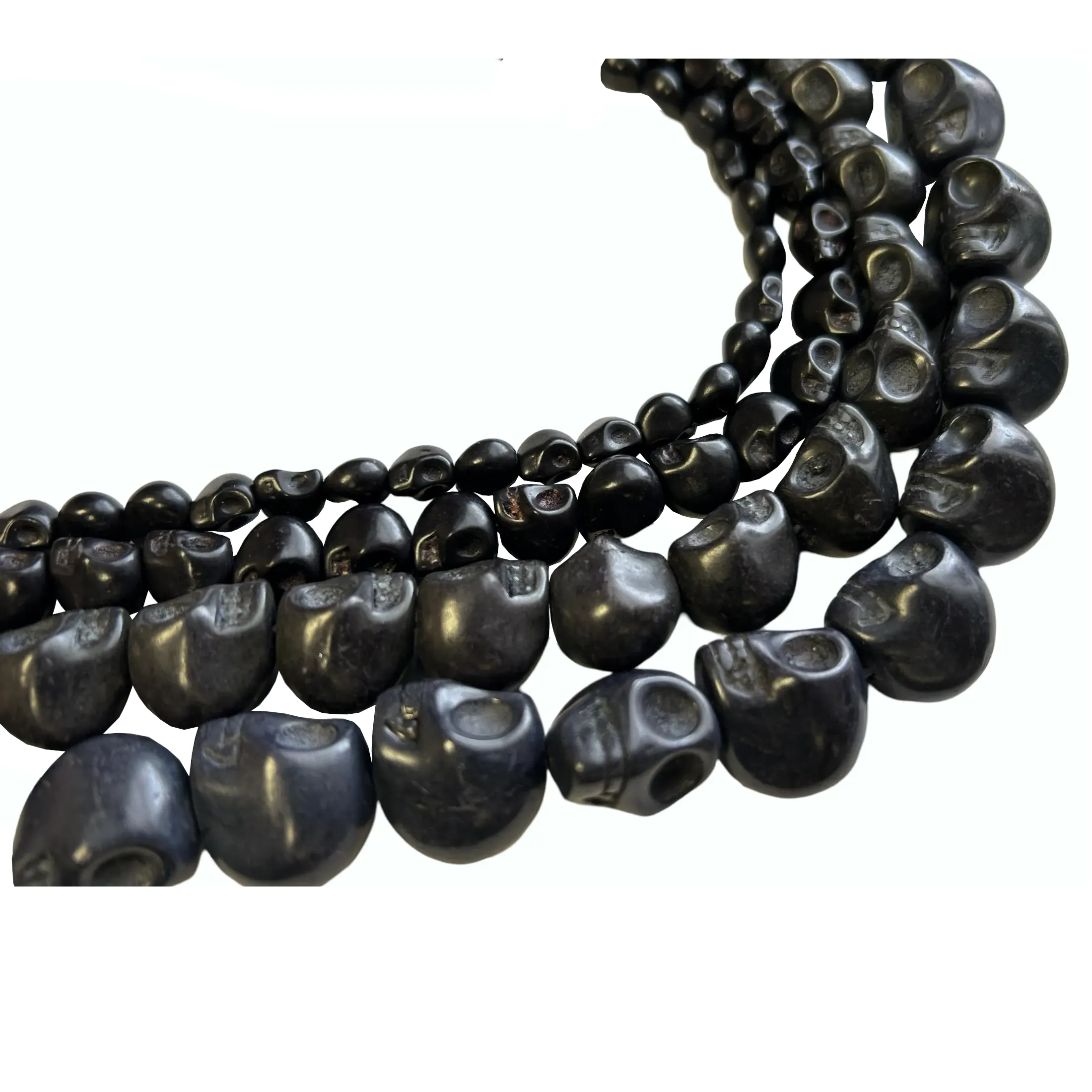 Howlite Skull Beads | BLACK Dyed Skull Shaped Beads - Available in 8mm 10mm 15mm 18mm